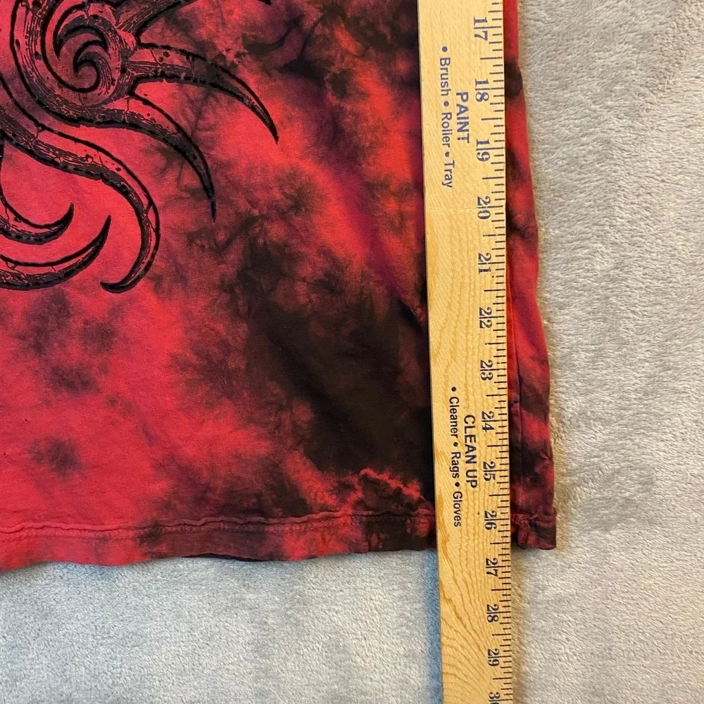 Affliction Live Fast Men's Large Red Black Tie Dye Graphic T Shirt USA